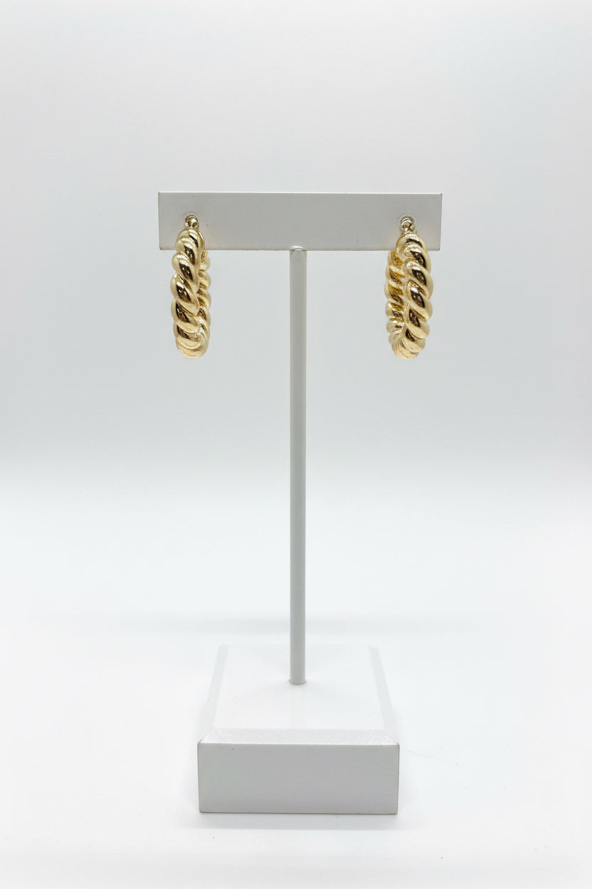 18K GOLD FILLED TWISTED HUGGIE EARRINGS