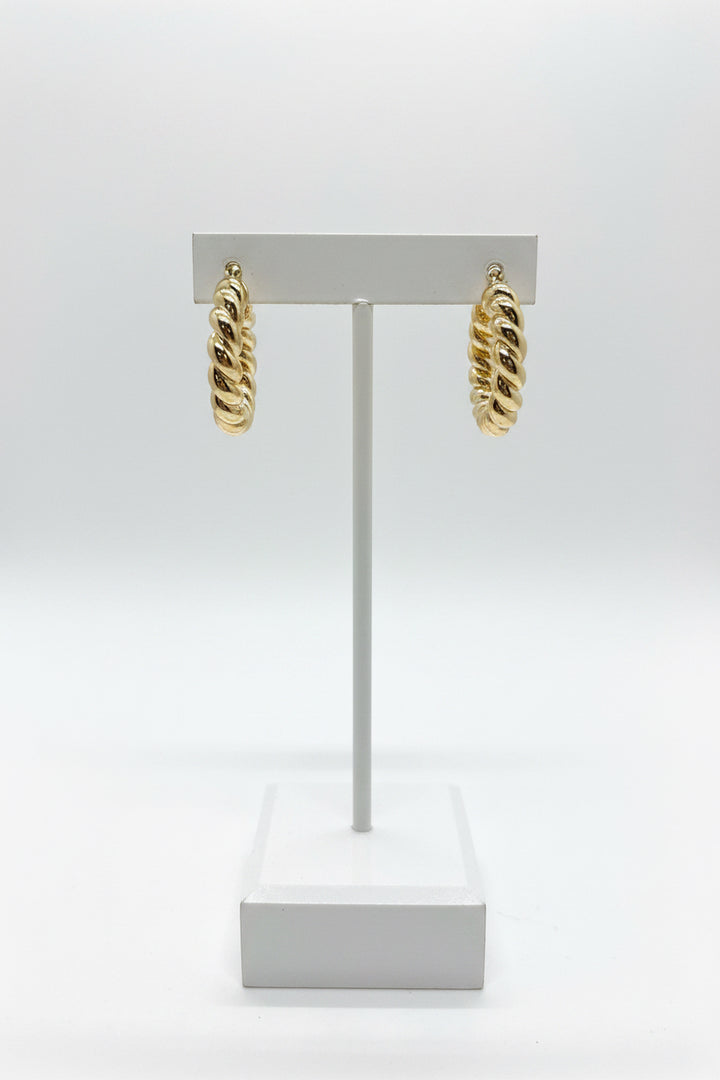 18K GOLD FILLED TWISTED HUGGIE EARRINGS