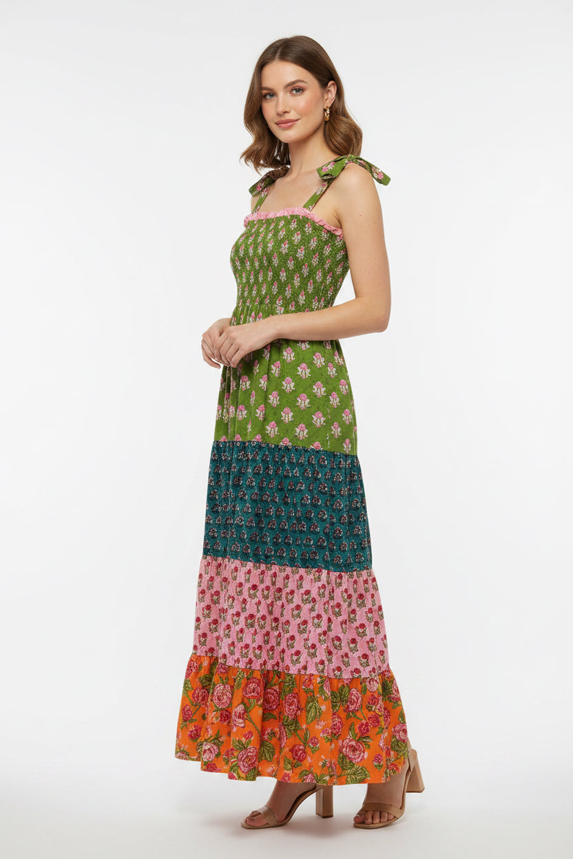 TIE STRAPS TIERED MAXI DRESS
