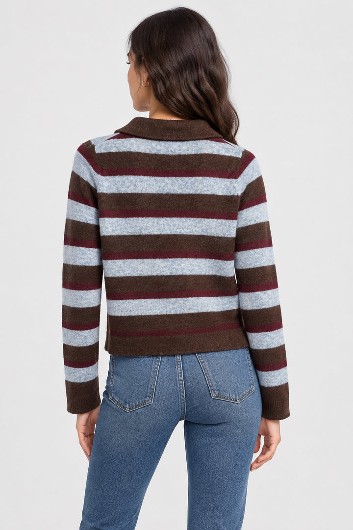 STRIPE BUTTON DOWN CARDIGAN