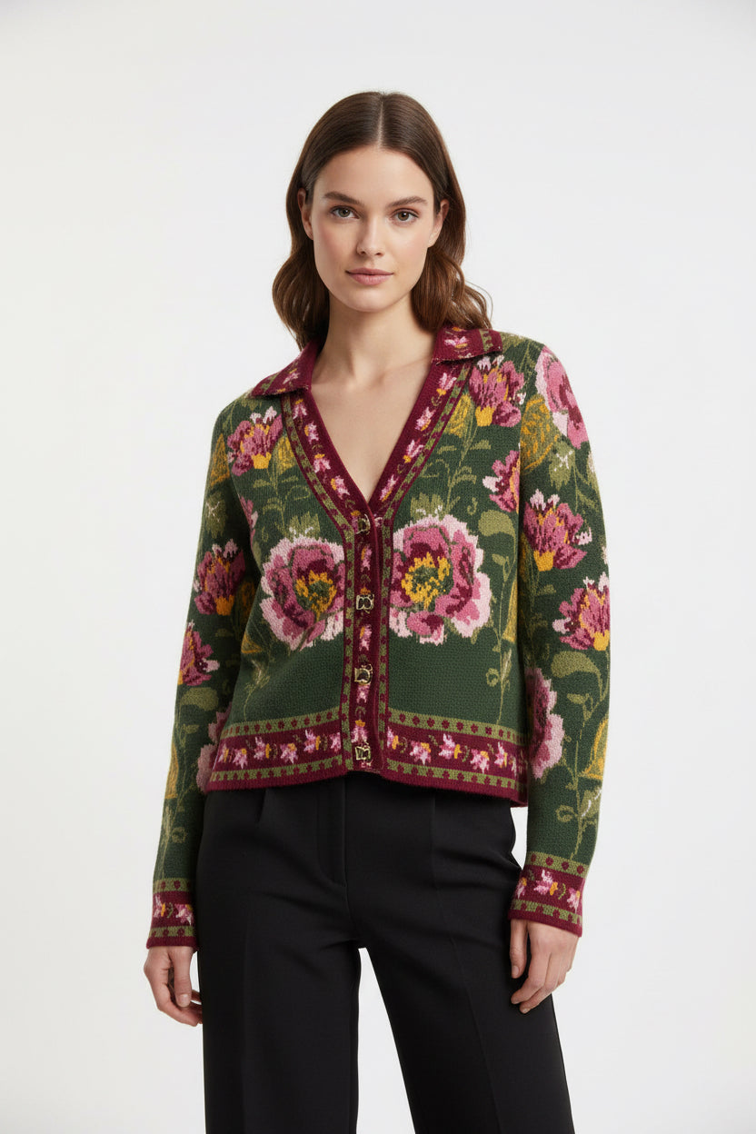 FLORAL BUTTON CARDIGAN
