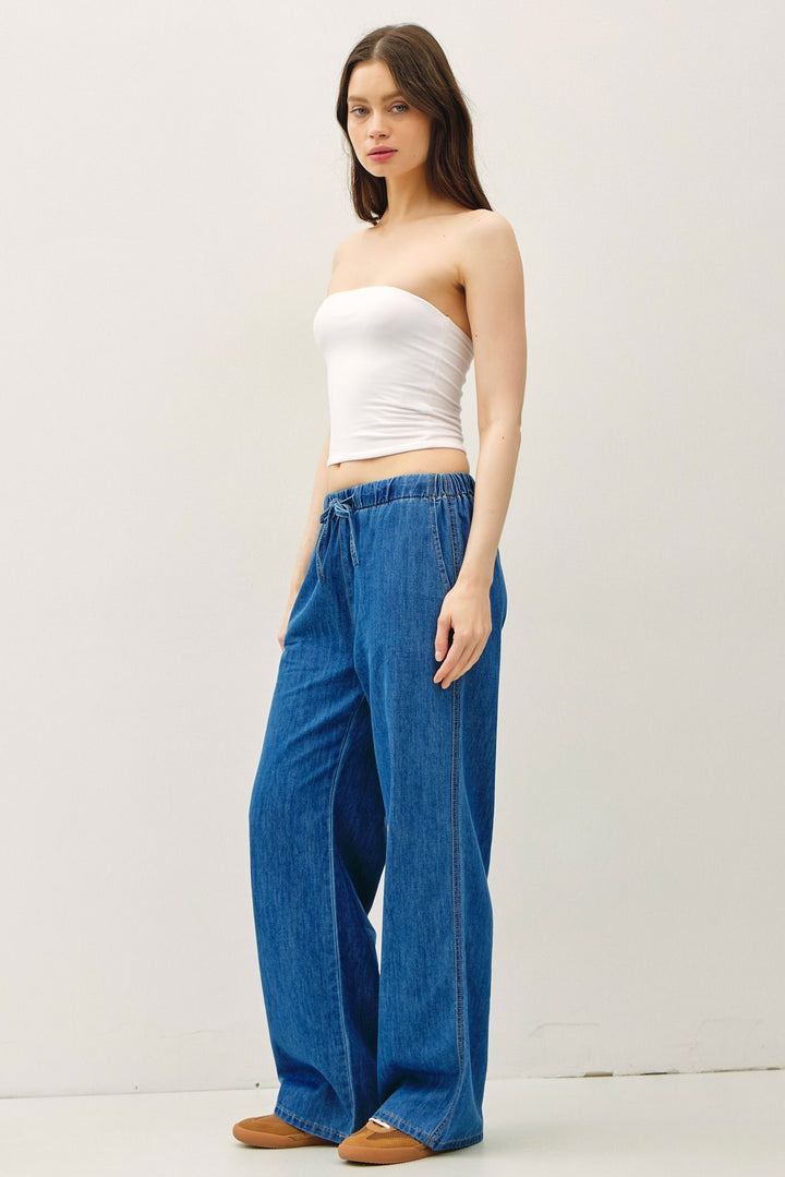 Denim Look Wide Leg Pant