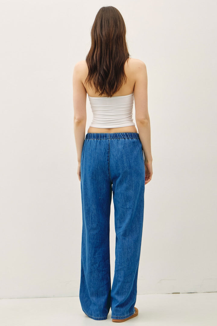 Denim Look Wide Leg Pant