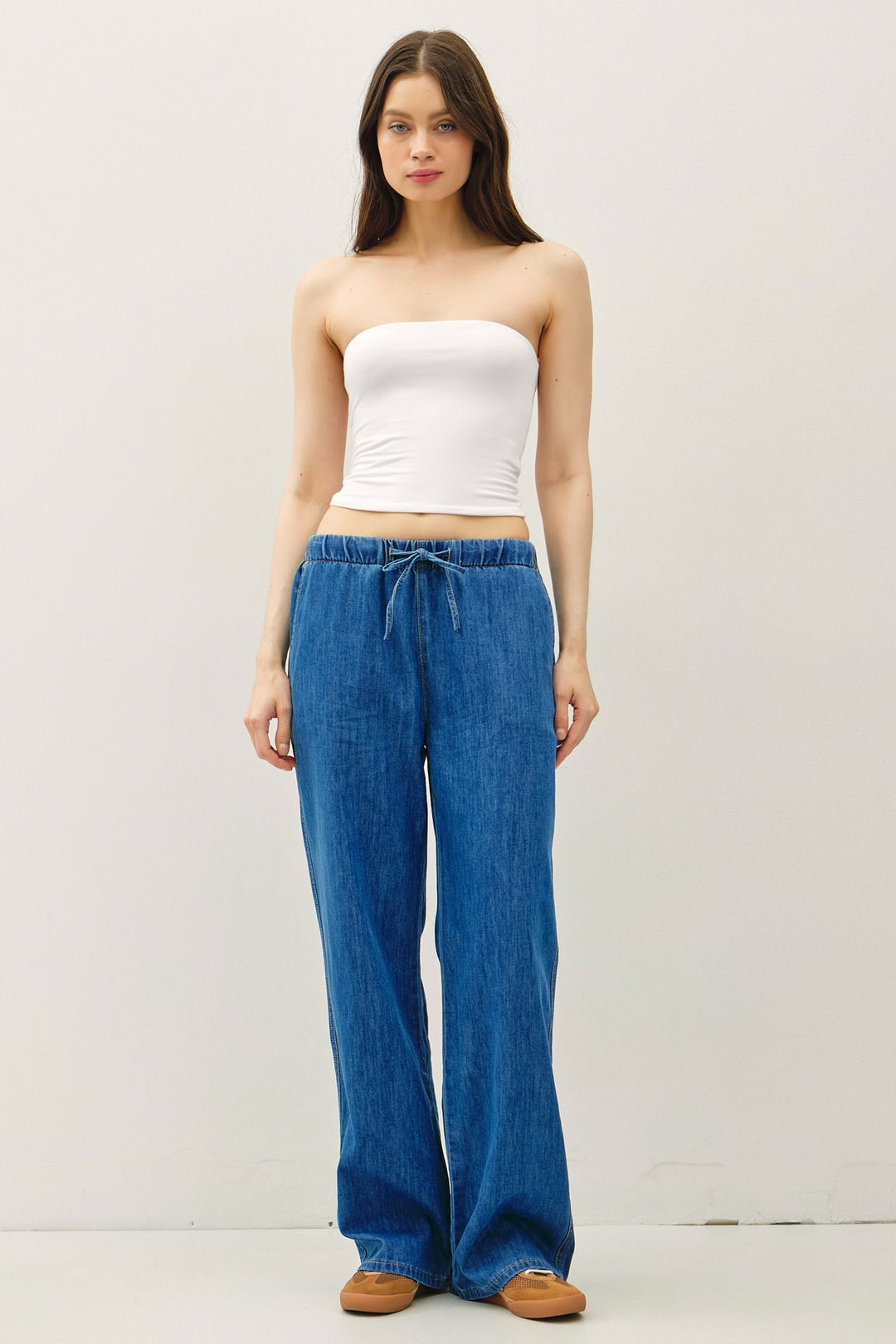 Denim Look Wide Leg Pant