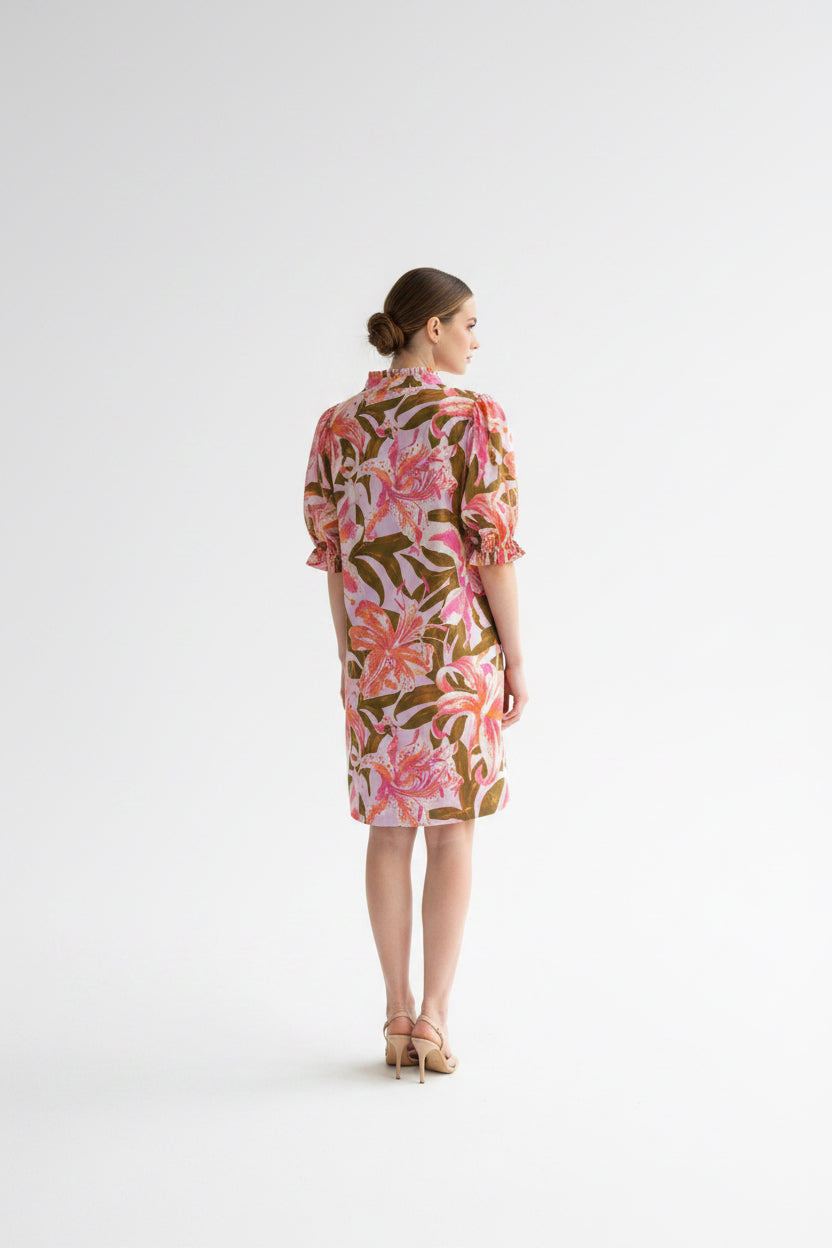 FLORAL PRINT WITH EMB DETAIL DRESS