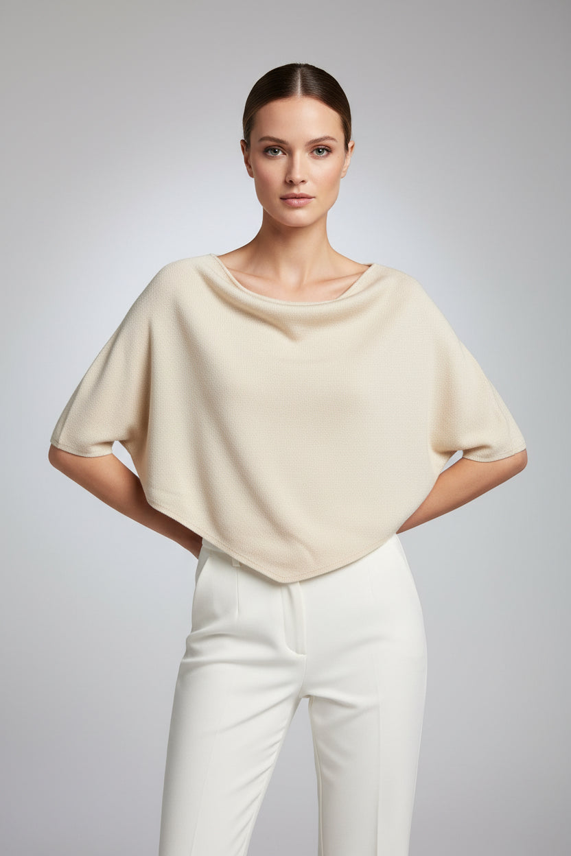 SLOUCHY NECK LINE PONCHO KNIT TOP