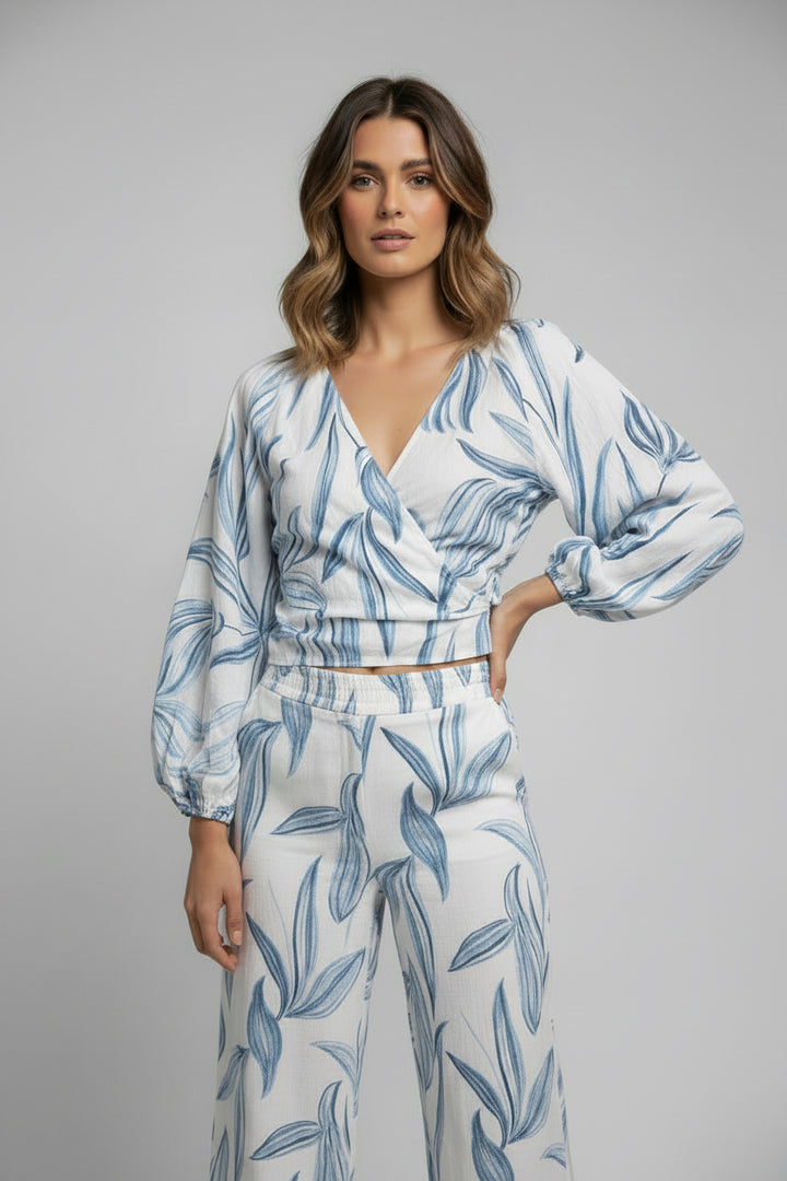 Printed Tie Front Top