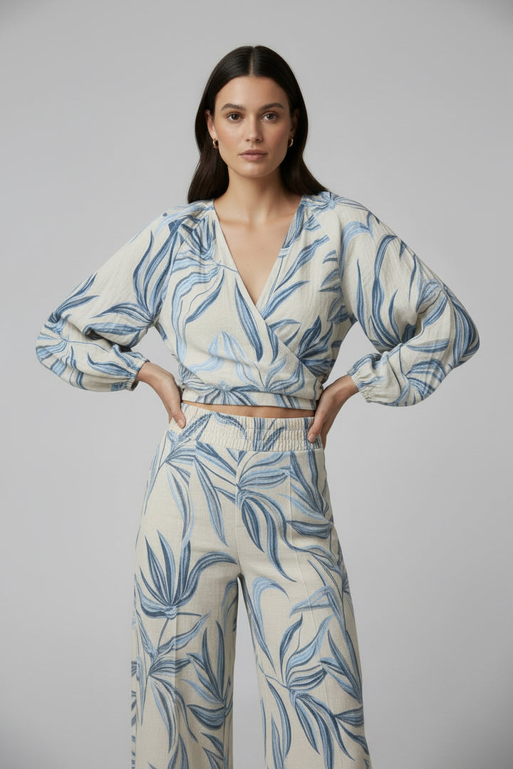 Printed Tie Front Top