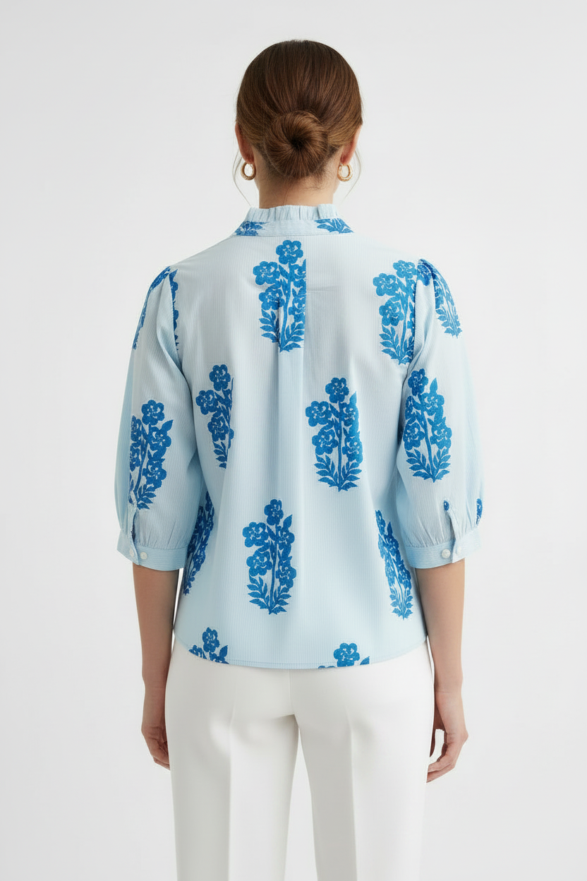 Long Sleeve Floral Pattern  Button up Top