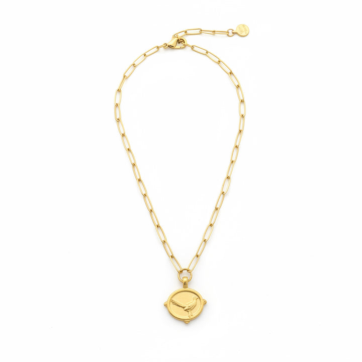 GOLD PHEASANT ON PAPERCLIP NECKLACE