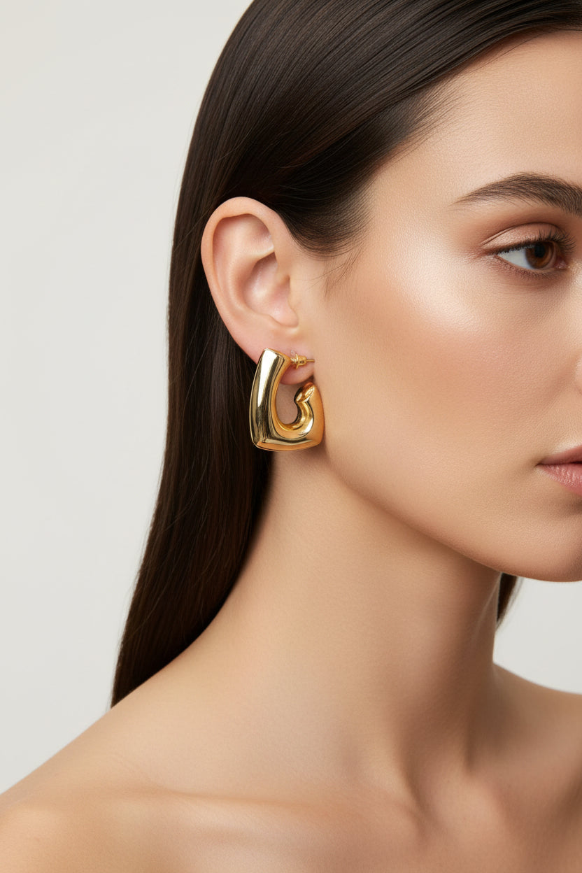 GOLD GEOMETRIC HOOP 1.25 EARRING