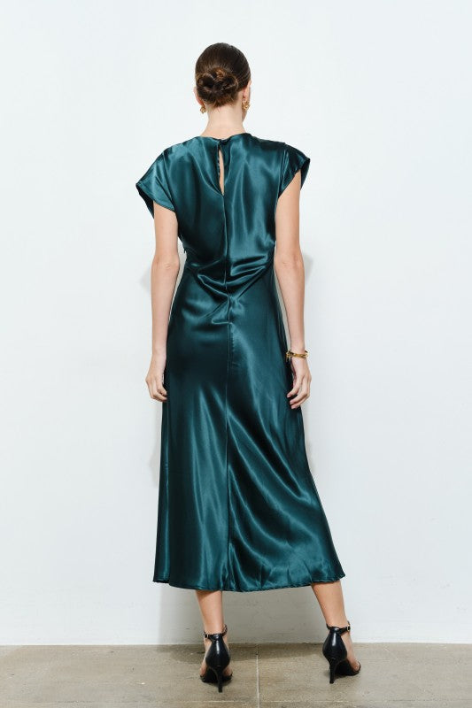 Cap Sleeve Satin Maxi Dress