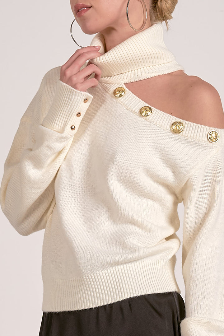 Cuff and Shoulder Button Detail Top