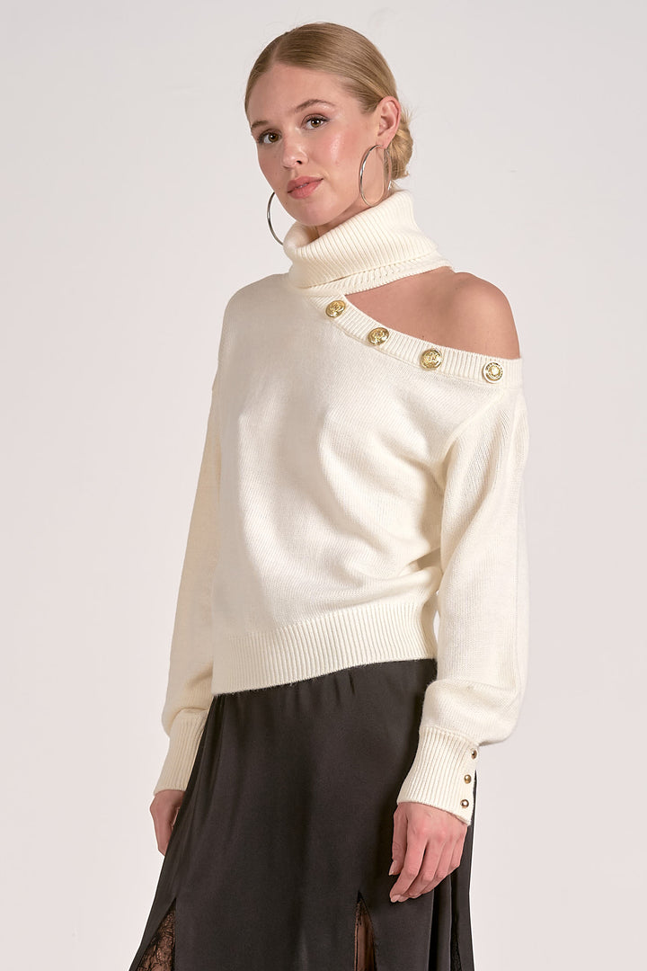 Cuff and Shoulder Button Detail Top