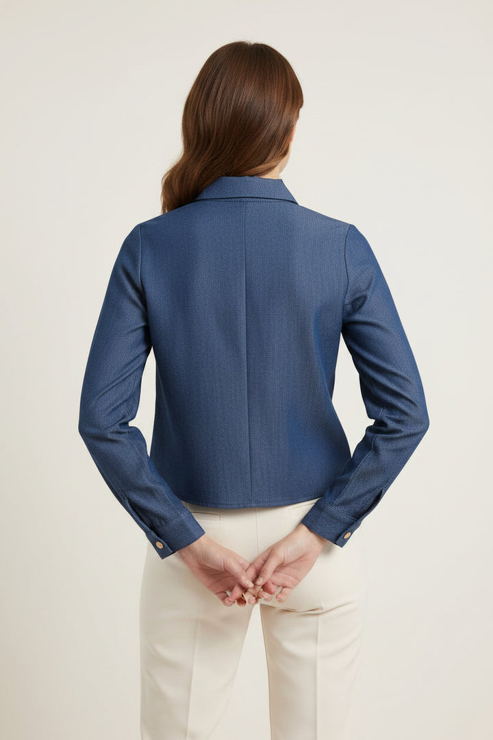 LONG SLEEVE DENIM TIE TOP