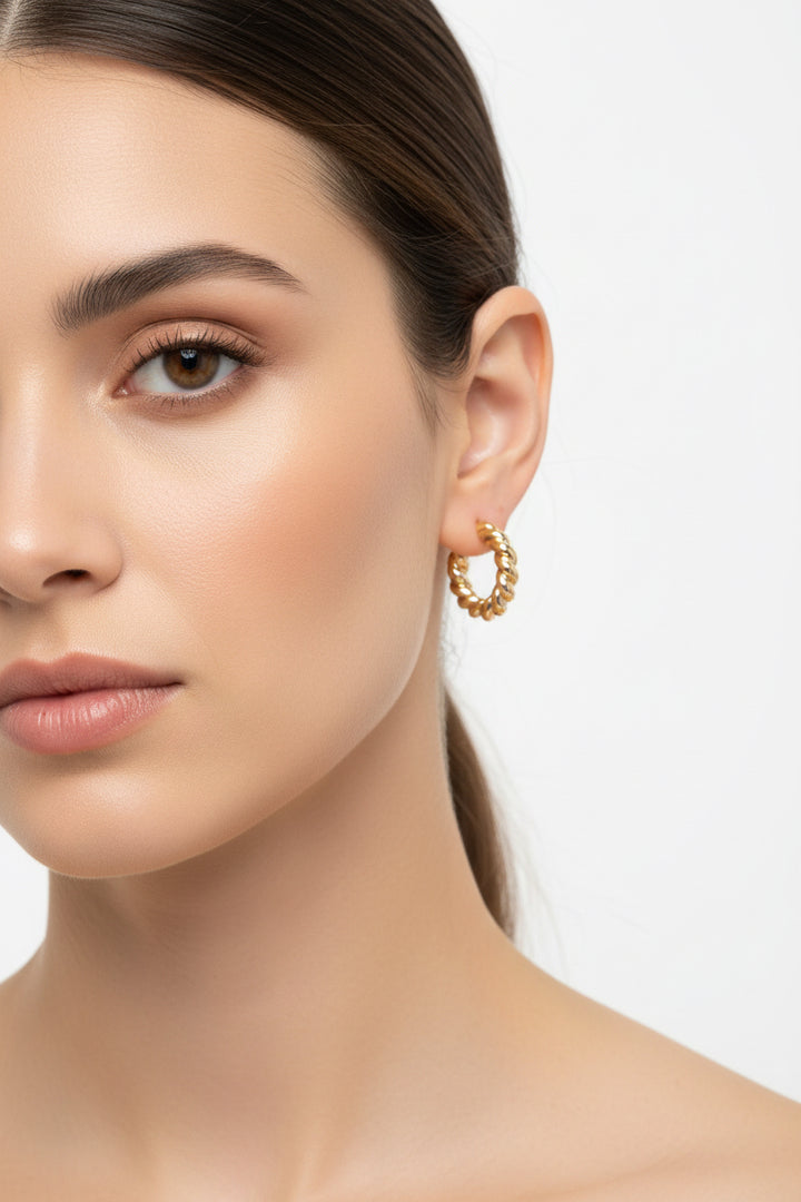 18K GOLD FILLED TWISTED HUGGIE EARRINGS