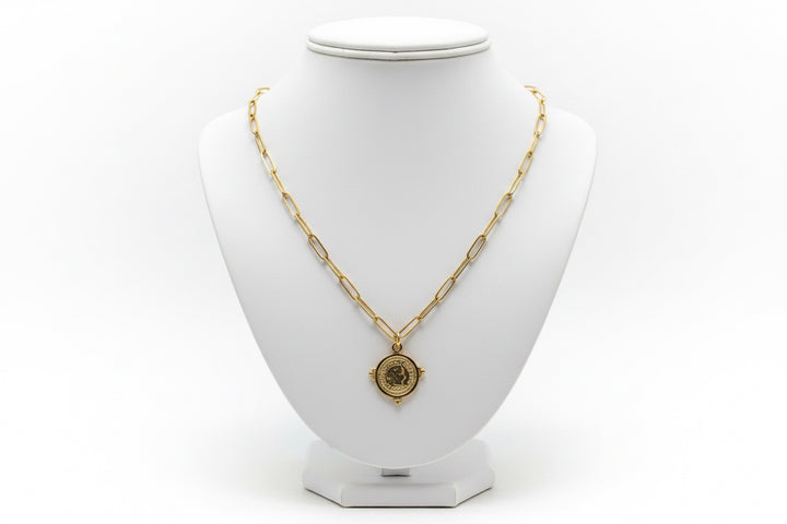 PAPERCLIP GOLD COIN NECKLACE