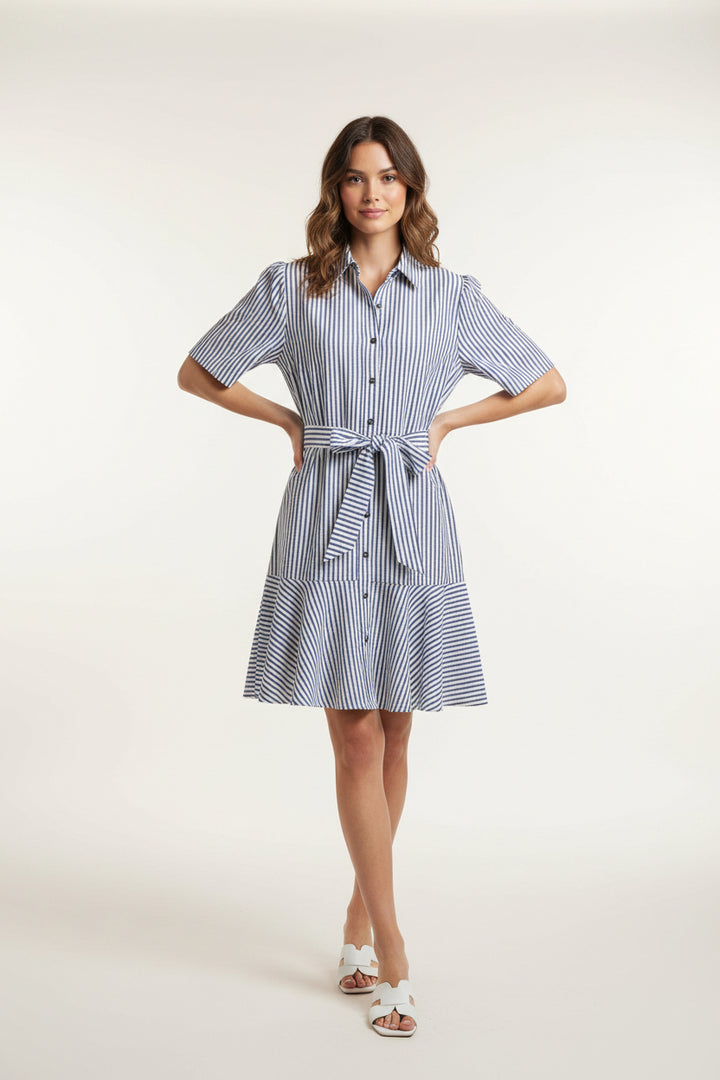 SHORT SLEEVE FRONT TIE MINI DRESS