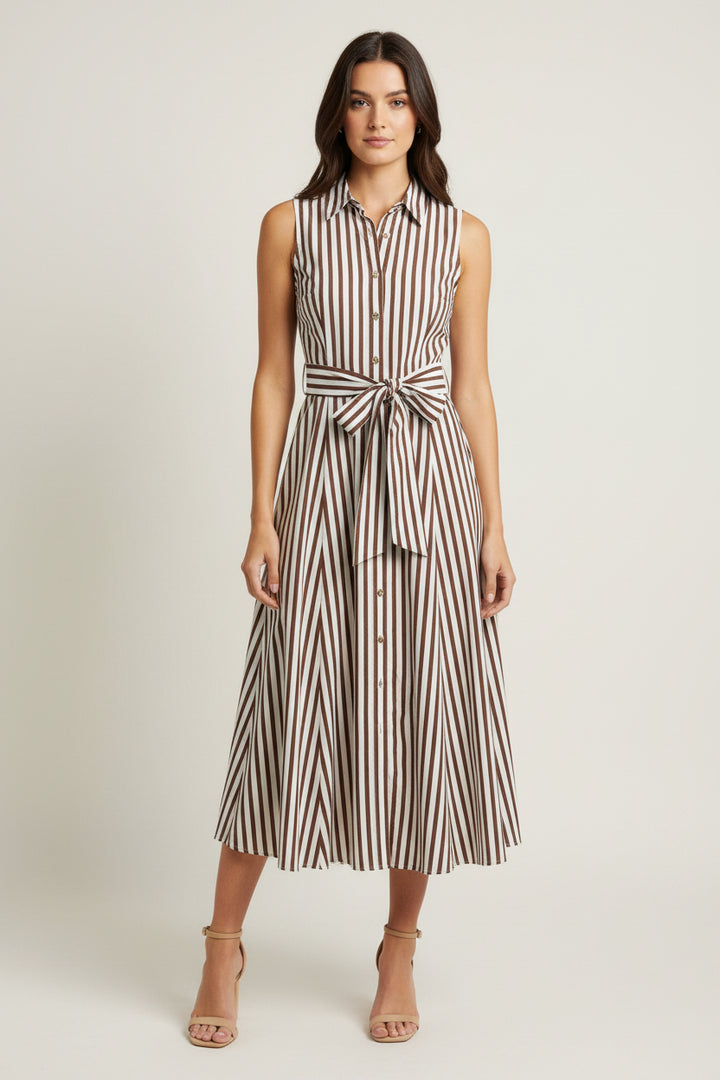 FRONT TIE COLLARED MIDI DRESS