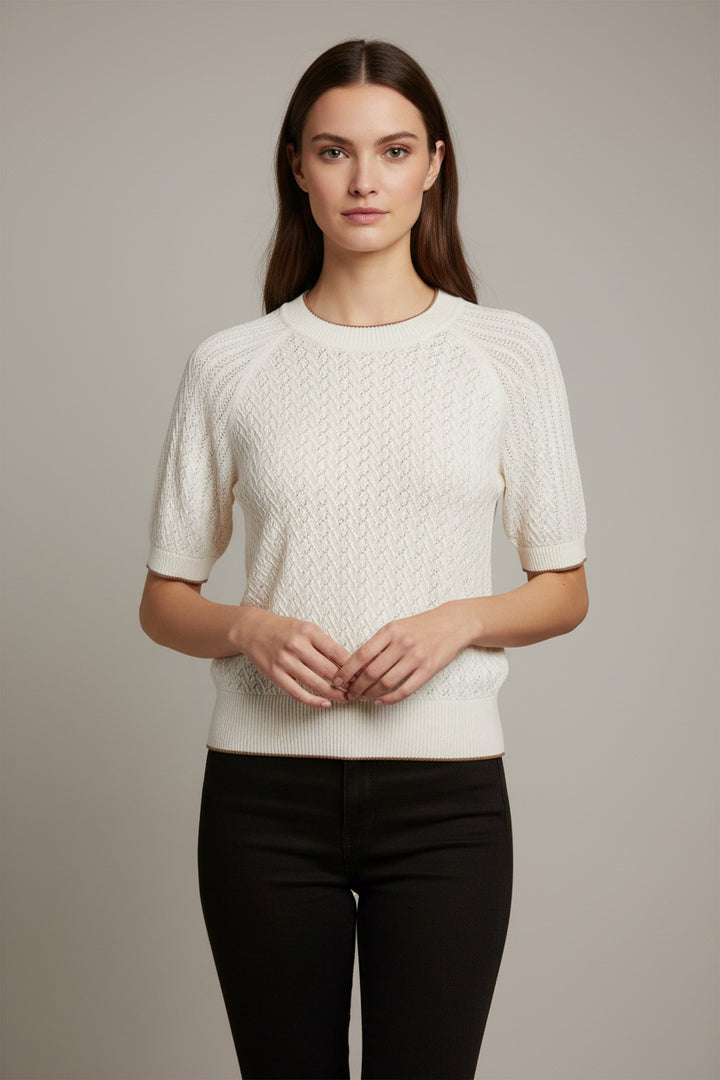 MIXED STITCH CREWNECK SWEATER