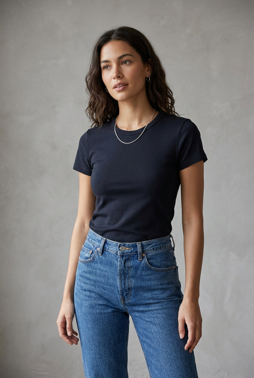 LYOCELL COTTON BASIC SHORT SLEEVE TEE