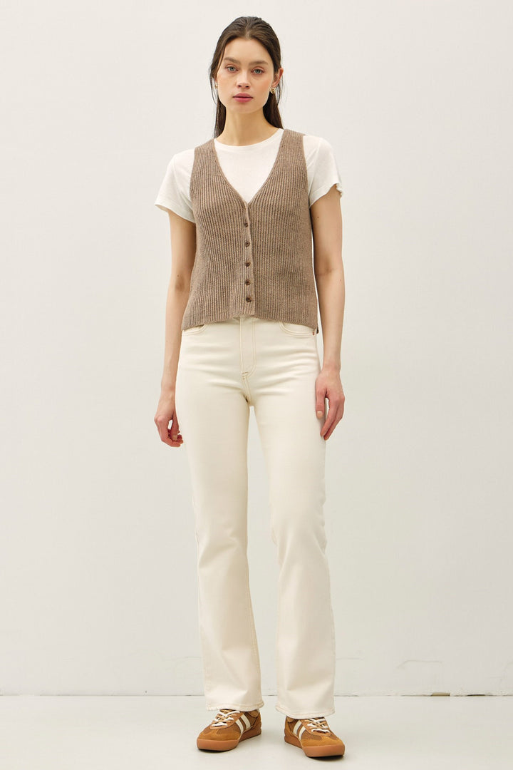 Chucky Ribbed V-Neck Button up Sweater Vest