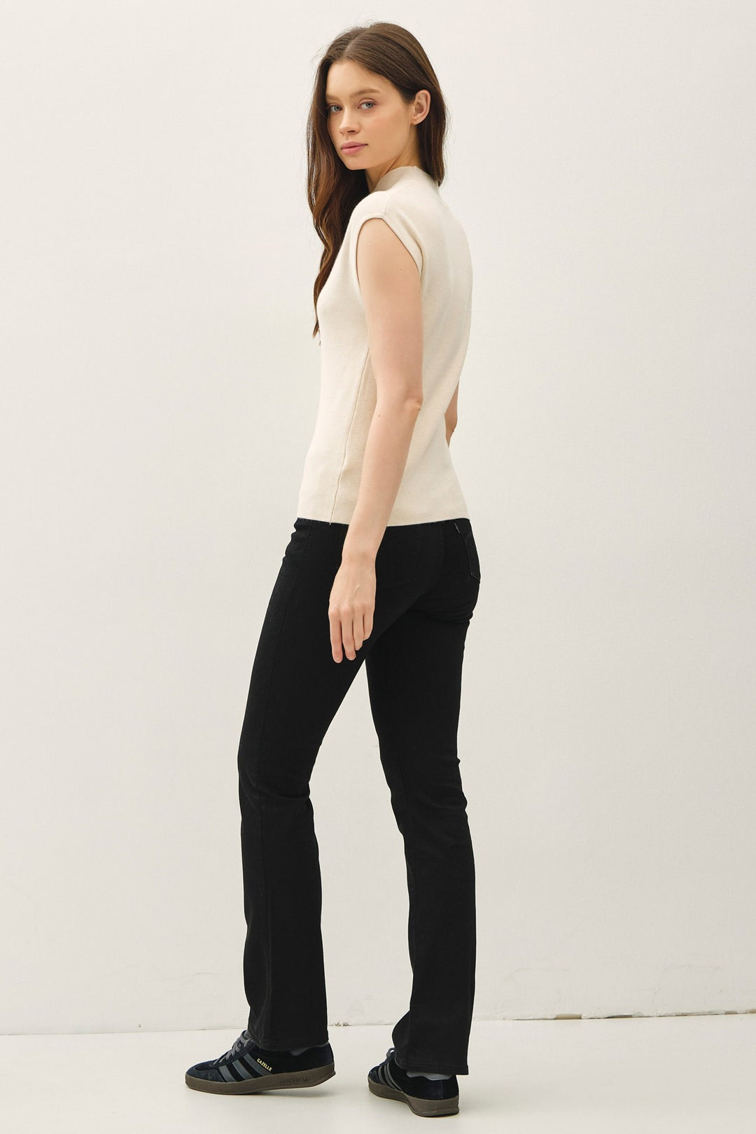Cap Sleeve Mockneck Sweater Top