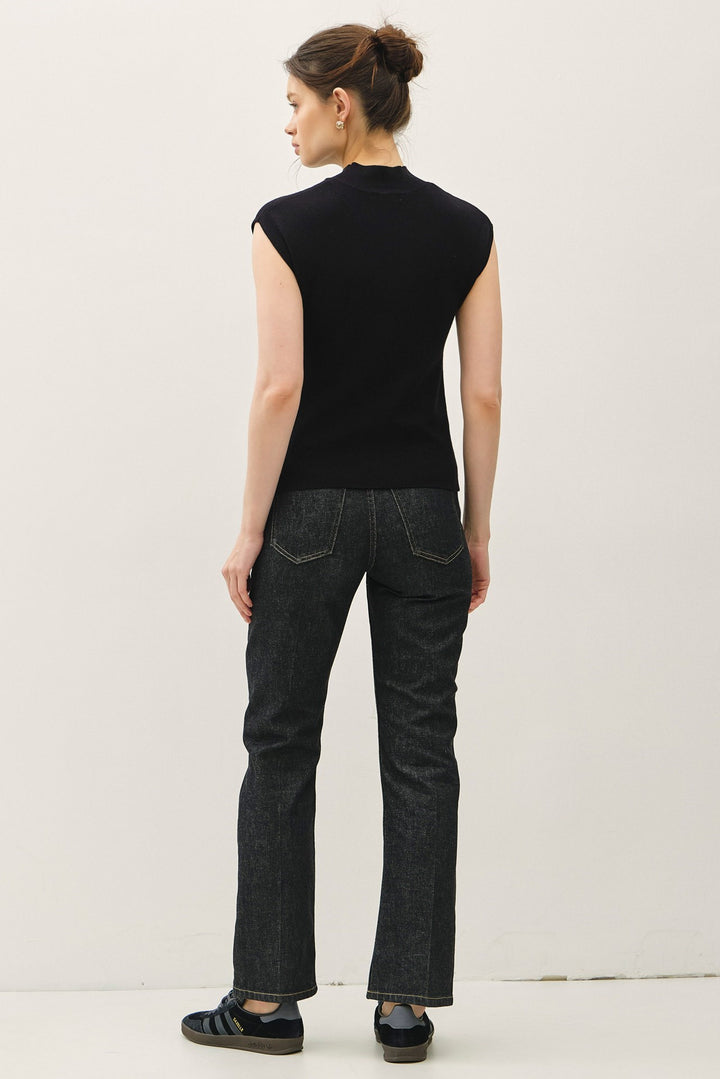 Cap Sleeve Mockneck Sweater Top