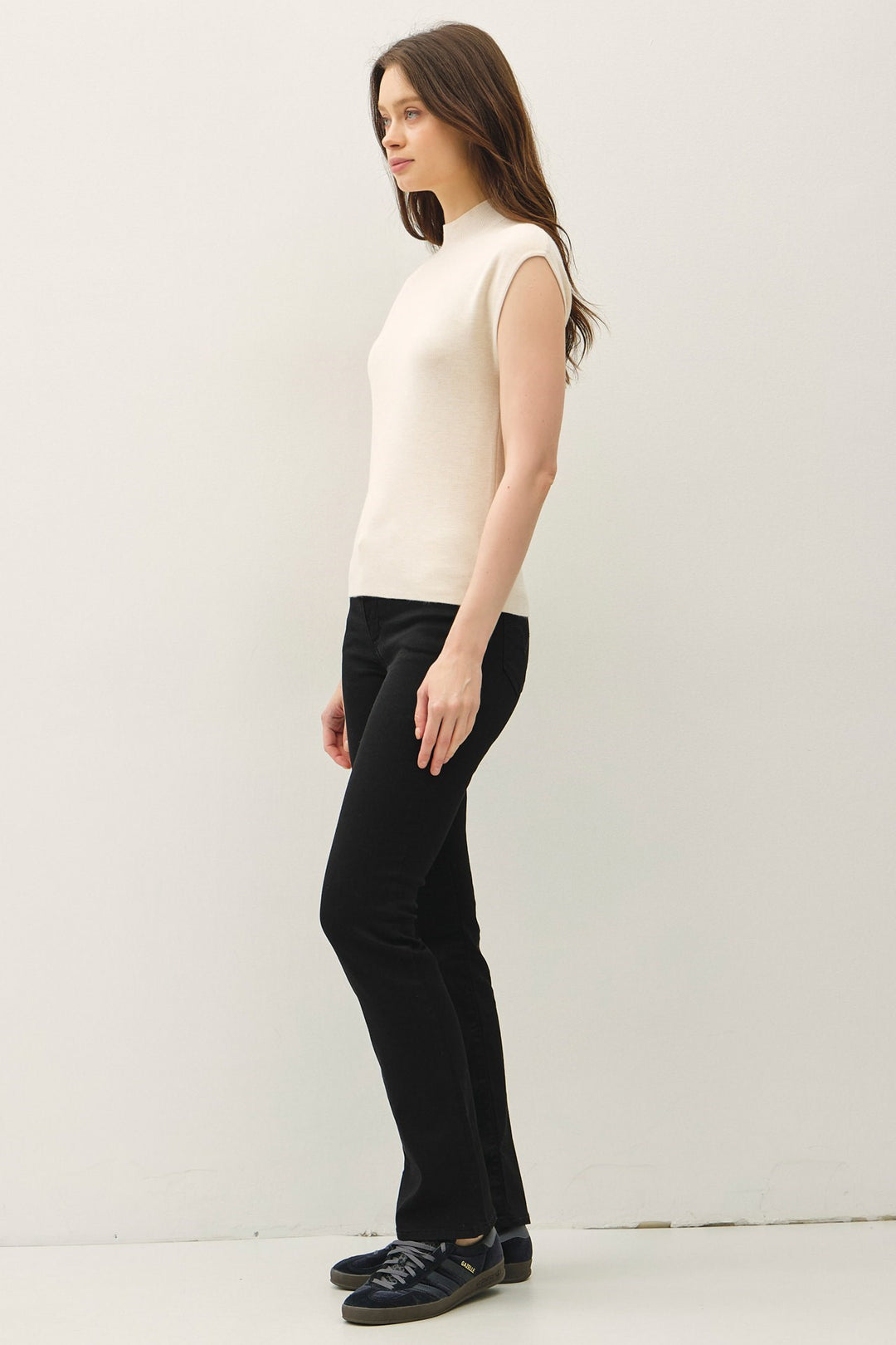 Cap Sleeve Mockneck Sweater Top
