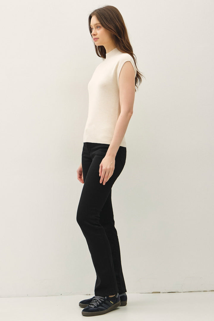 Cap Sleeve Mockneck Sweater Top