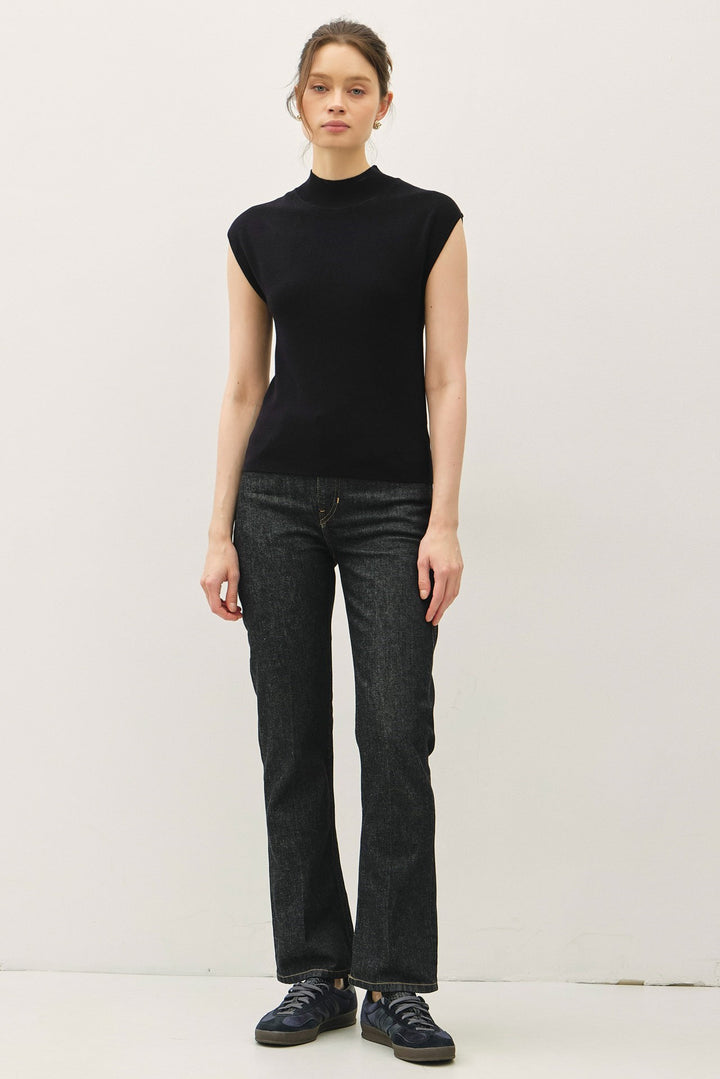 Cap Sleeve Mockneck Sweater Top