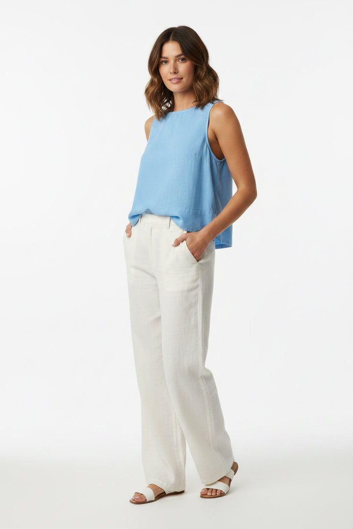 Sleeveless Boat Neck Split Back