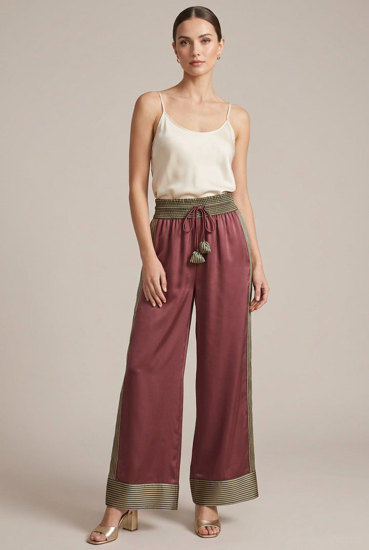 SATIN STRIPE DETAIL PANTS