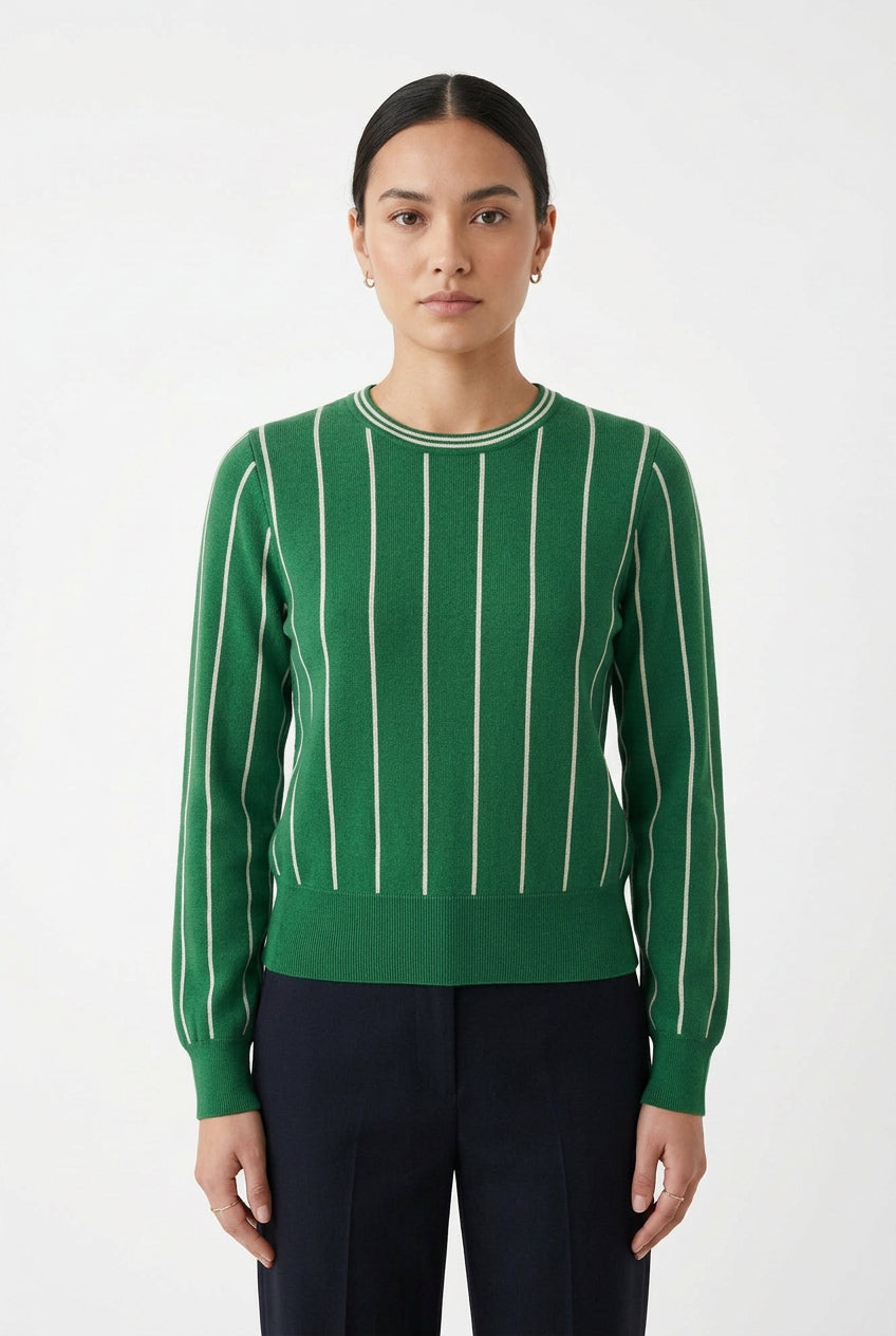 LONG SLEEVE GLITTER STRIPES KNITTED SWEATER