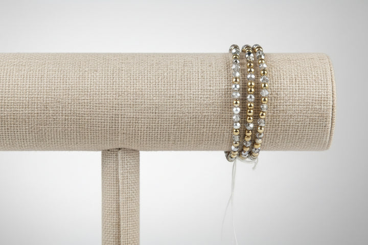 3 PACK OF 4MM GLASS BEADED BRACELETS