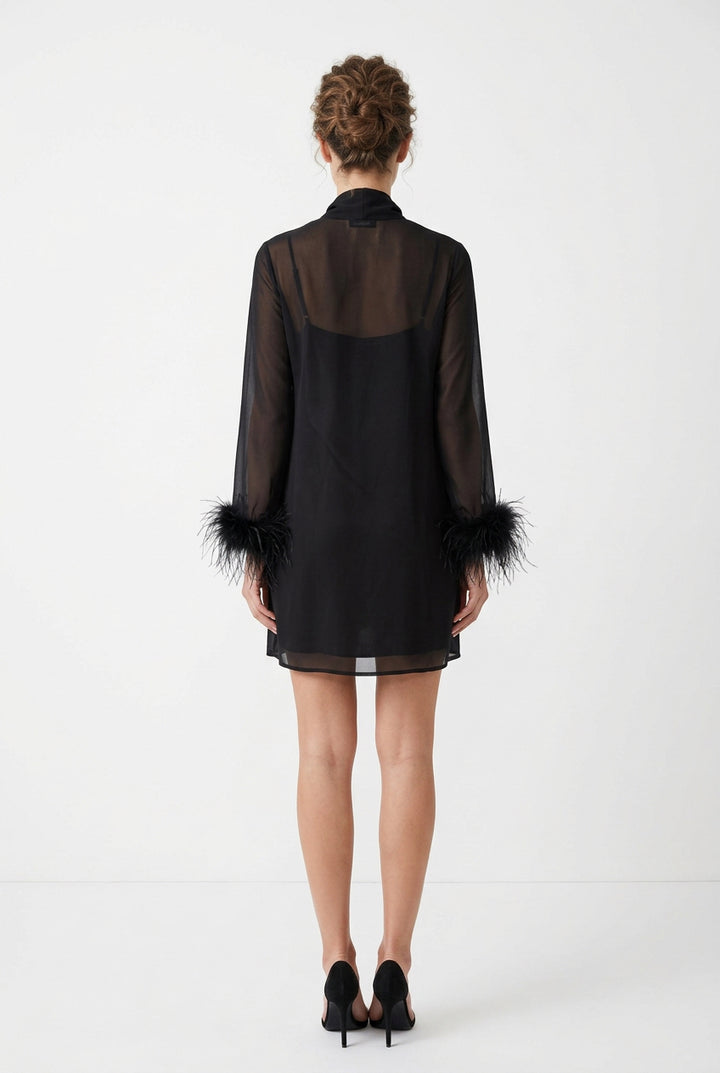 HARLEY FEATHER TRIM DRESS