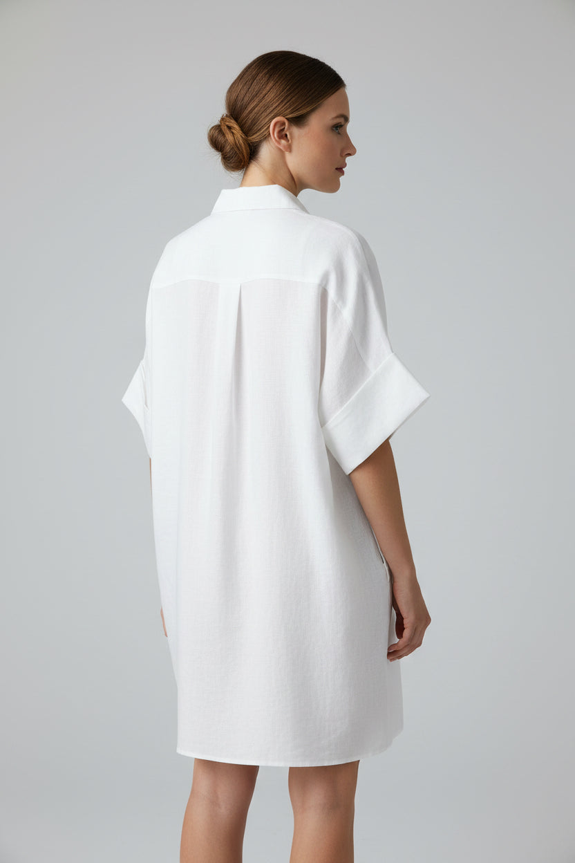 RUFFLED NECK EMBROIDERED FLOWER DRESS