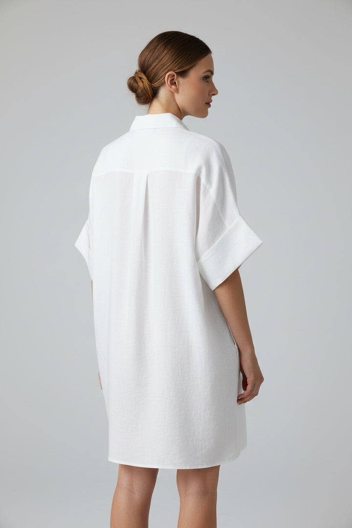 RUFFLED NECK EMBROIDERED FLOWER DRESS