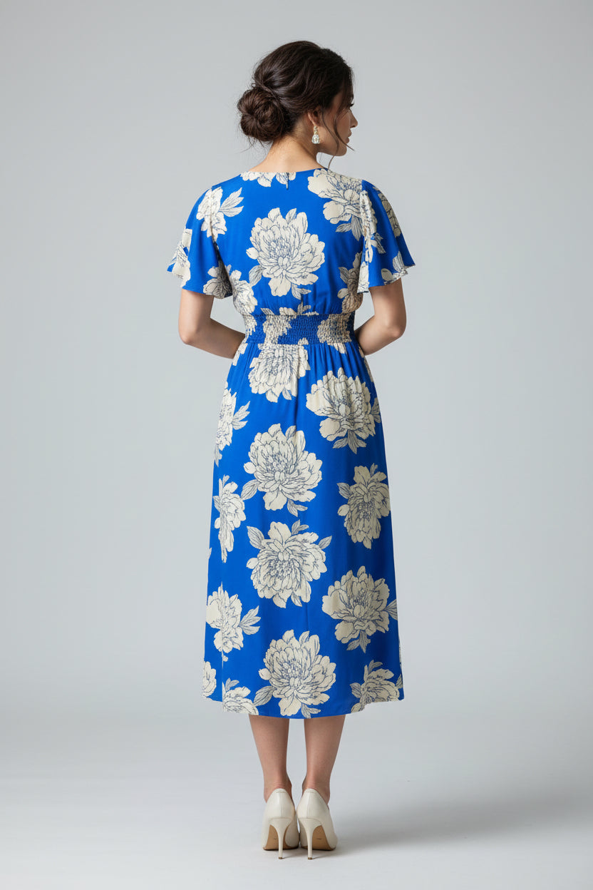 HALF FLUTTER SLEEVE MIDI DRESS