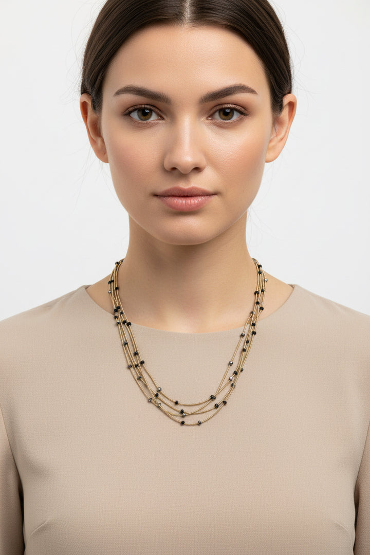 GLASS BEAD MULTI STRANDS NECKLACE