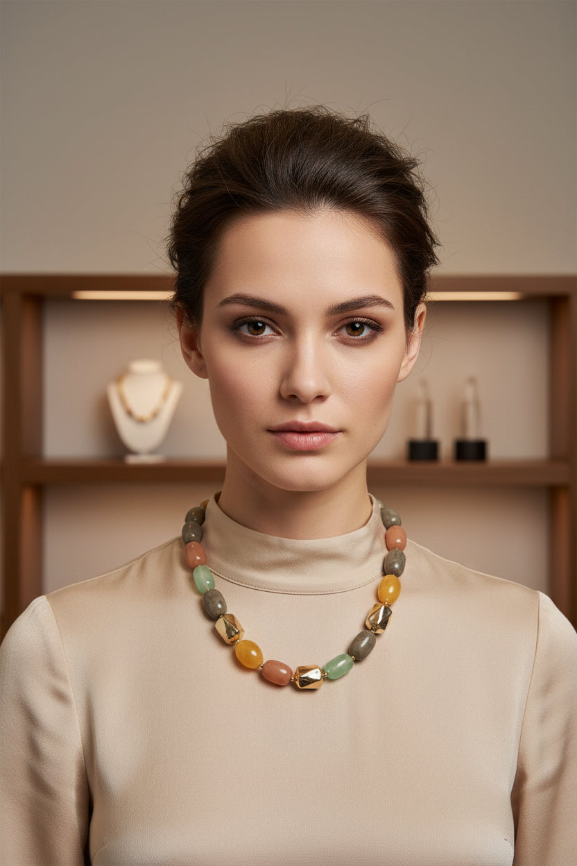OVAL STONE MULTICOLORED NECKLACE