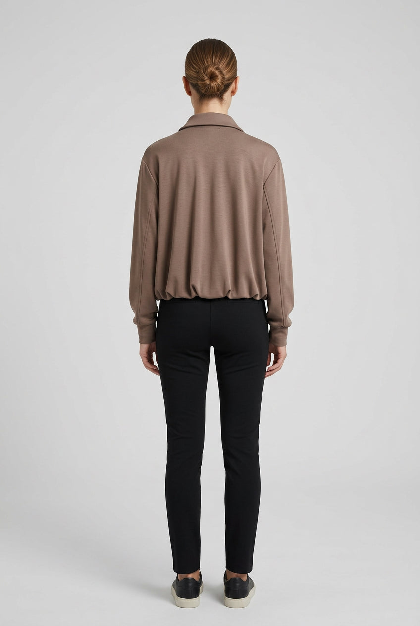 PLEATED HEMLINE BOMBER JACKET