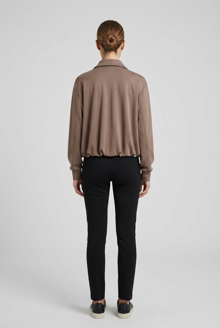 PLEATED HEMLINE BOMBER JACKET
