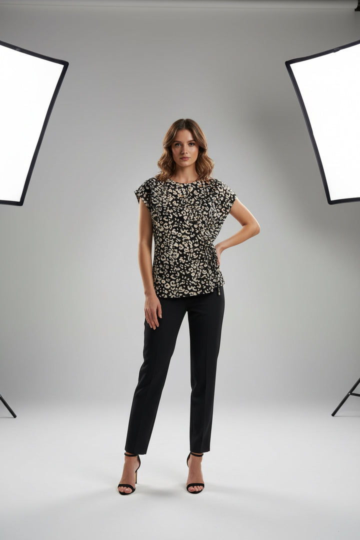 ANIMAL PRINT TOP WITH TIE STRING