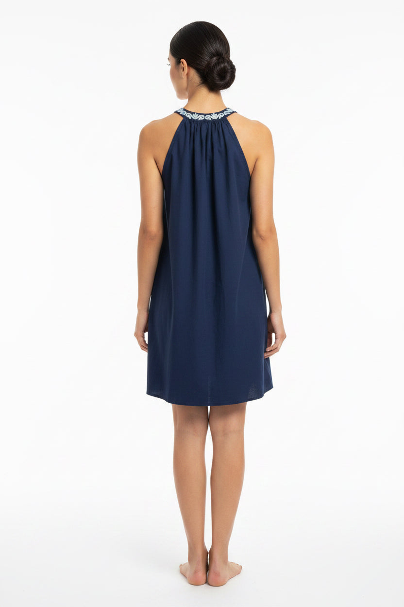 SLEEVELESS EMBROIDERY SHORT DRESS
