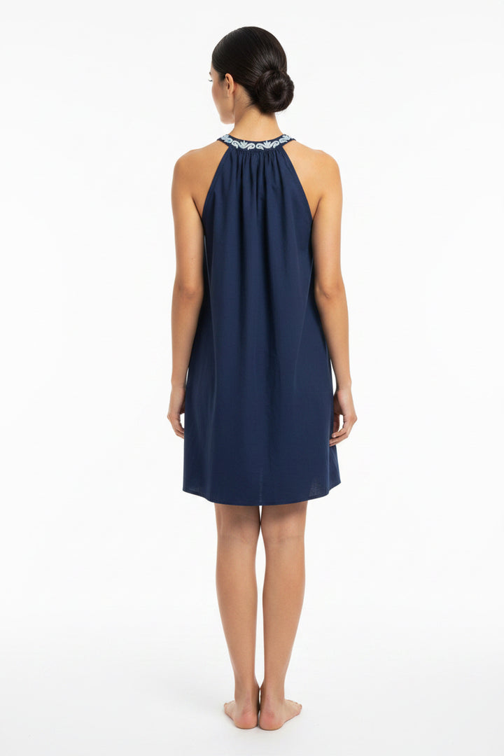 SLEEVELESS EMBROIDERY SHORT DRESS
