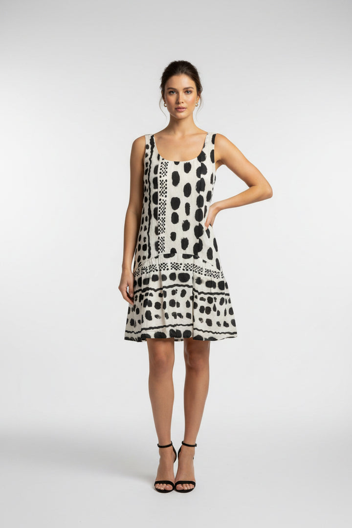 ABSTRACT STRAP SHORT DRESS
