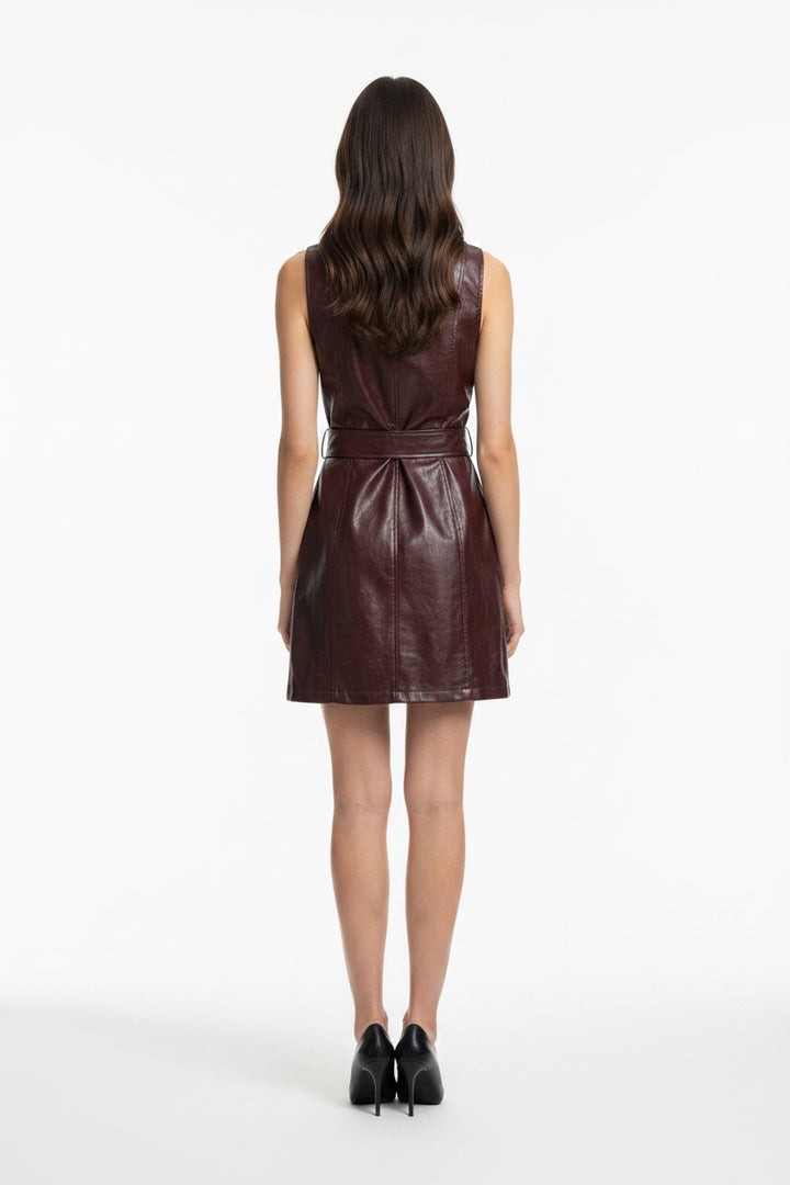 JULIAN FAUZ LEATHER MINI DRESS