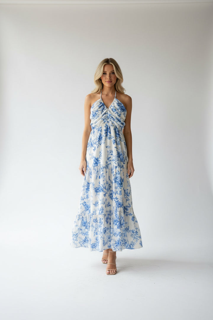 FLORAL PRINT HALTER DRESS