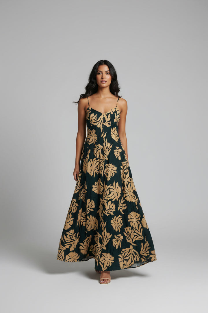 THIN STRAP FLORAL PATTERN DRESS